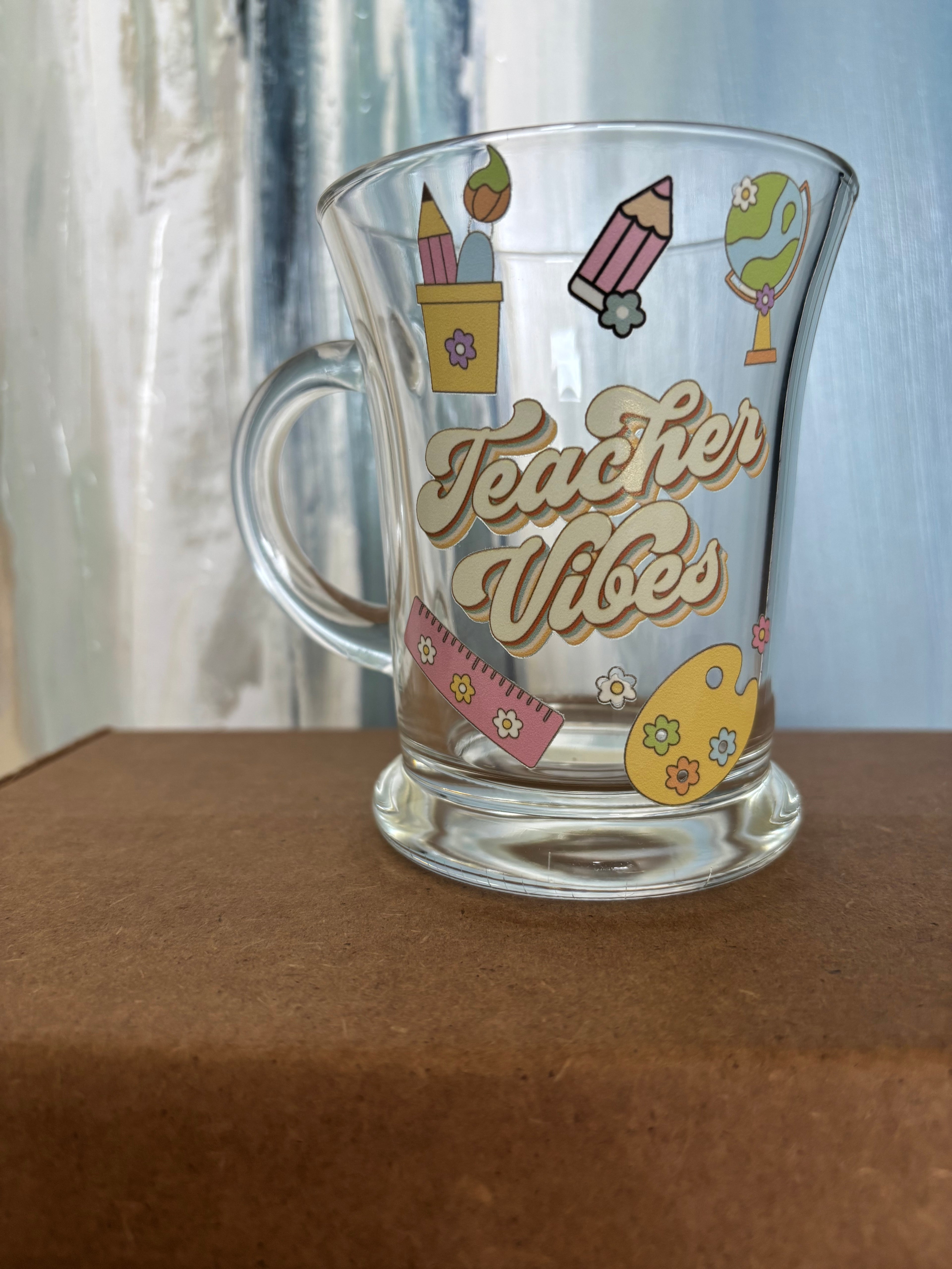 Teacher Vibe Glass Coffee Mug 13oz