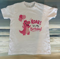 Pink Dino ROAR Birthday YM (Size 8-10)