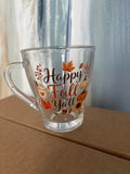 Happy Fall Ya'll Glass Coffee Cup (9oz)